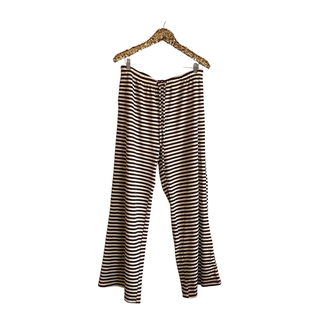 EVALESS Amazon Wide Leg Pants Drawstring Elastic Waist Stripe Ribbed Pockets
